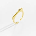 Macro detail of adjustable gold ring featuring asymmetrical marquise and round zircon stones - Adjustable Open / 18k Gold (White Stone)