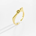 Macro shot of S925 hallmark on 18K gold plated ring with green zircon stone - Adjustable Open / 18K Gold (Grass Green)