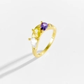 Minimalist S925 silver gold-plated ring with three pear-cut white yellow and purple stones - US 6 / Purple/Yellow/White (18K Gold-TTR163-A)