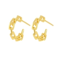 Pendientes de tuerca minimalistas de plata S925 en forma de C con eslabones dorados - Plata 925 / Chapado en oro 18K