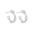 Pendientes de cadena minimalistas de plata de ley S925 con acabado pulido brillante - Plata 925 / Oro blanco