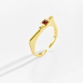 Adjustable S925 sterling silver ring in gold with a square red zircon stone - Adjustable Open / 18K Gold (Garnet Red)
