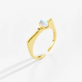 Adjustable S925 gold-plated ring with oval opal stone and sparkling zircon accents - Adjustable Open / 18K Gold (Opal)