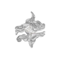 Irregular textured S925 sterling silver ring with large rectangular zircon gemstone - White Gold (Clear Stone)