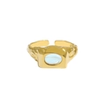 Unregelmäßiger S925 Sterling Silber Ring mit Mondstein und strukturierter Oberfläche - Einstellbar Offen / Gold