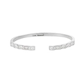 Brazalete abierto de plata S925 con circonitas cuadradas geométricas y acabado plata brillante - Plata 925 / Oro blanco