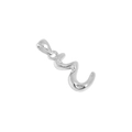 Irregular silver wave pendant in S925 sterling silver with a high-polished mirror finish - Letter E / 925 Silver / Silver