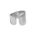 Anello aperto largo in argento sterling S925 con finitura lucida irregolare - Taglia 14 / Apertura Regolabile / Oro Bianco