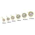 Minimalistische S925 Silber Zirkonia Ohrstecker in Gold mit 6 verschiedenen Größen - Größe 3 Zirkonia / 18K-Gold