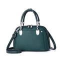 Borsa a mano minimalista verde scuro in pelle martellata con dettagli in metallo argento - 25*11*17cm / Verde