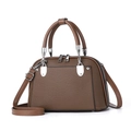 Borsa a mano minimalista marrone scuro in pelle con dettagli argento e tracolla - 25*11*17cm / Marrone scuro