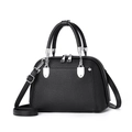 Elegante borsa a mano in pelle nera con dettagli argentati e tracolla regolabile - 25*11*17cm / Nero