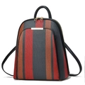 Mochila de rayas multicolores con patrones verticales y elegantes herrajes dorados - Burdeos