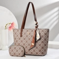 Ensemble sac cabas monogramme classique à grande capacité avec foulard en soie - Lettres Kaki