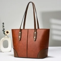 Große Vintage-Tote-Bag in Braun mit Kontrastecken und hochwertigem Kunstleder-Finish - 30cm x 12cm x 25cm / Erdgelb