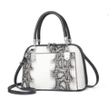 Snake skin pattern handbag in white and black with top handles and adjustable strap - 30*12*18 / Off White