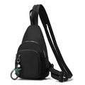 Versatile black oxford cloth crossbody bag with star charm and multiple zip pockets - Waterproof Nylon Style (Style 3)