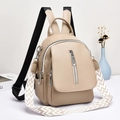 Sac à dos chic en cuir PU beige pour femme avec bandoulière à motif géométrique - Kaki