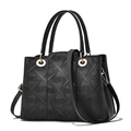 Sac cabas noir à motif gaufré avec détails dorés et bandoulière amovible élégante - 28*13*19 / Noir