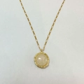 Gold plated S925 sterling silver necklace with a round translucent moonstone pendant - Gold - Natural Moonstone