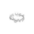Open ring van S925 sterling zilver met een olijftak- en bladrankenontwerp - Verstelbaar Open / Witgoud