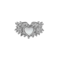 Minimalist S925 sterling silver heart ring with shell inlay and textured band - Silver/Platinum (Adjustable)