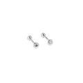 Boucle d'oreille en argent S925 avec boules aux finitions brossée et polie - EF619 Argent