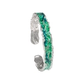 Brazalete abierto de plata S925 con textura irregular y esmalte verde y azulado - Plata 925 / Plateado y Verde