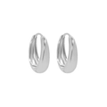 Minimalistische, klobige geometrische S925 Sterling Silber Creolen in poliertem Silber - L / Weißgold