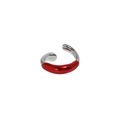 S925 sterling silver ear cuff with red enamel twist design and hallmarked stamp - Platinum/Single [Red Enamel]