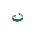 S925 sterling silver ear cuff featuring a minimalist twisted design and green enamel finish - Platinum/Single [Green Enamel]