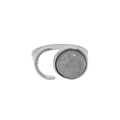 Minimalist S925 sterling silver open ring with circular labradorite in a geometric design - Adjustable / White Gold(JA671)