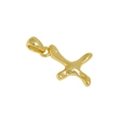 Irregular liquid metal gold pendant with letter texture for women minimalist style - Letter X Necklace