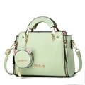 Mint green cat purse with lychee texture, top handle, cross-body strap and coin pouch - 25*10*19 / Green