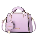 Lavender purple fashion handbag with cute cat charm and adjustable shoulder strap - 25*10*19 / Purple