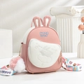 Rosa-weißer Hasenohr-Rucksack mit Wolkentasche und bedrucktem Cartoon-Gurtband - Rosa und Weiß
