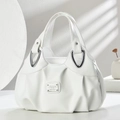 Borsa tote bianca minimalista con design increspato e dettagli in metallo argentato - Bianco