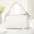 White quilted crossbody bag with stylish cloud-pleated handle and silver hardware - 22cmx11cmx13cm / White