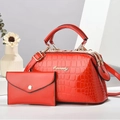 Set borsa a mano rossa con stampa coccodrillo e pochette con dettagli dorati di lusso - 24*13*14 / Bordeaux