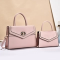 Pink two-piece set handbag including a large crossbody and small tote bag with V-shaped design - 30*11*21 / Pink
