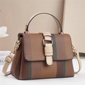 Bolso de mano minimalista bicolor en marrón con hebilla de metal vintage y correa ajustable - L24 A11 A17 / Caqui