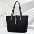 Vintage large capacity black tote bag with brown straps and gold metal hardware - 41*12*28 / Black