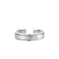 Bague ouverte minimaliste en argent sterling S925 mat avec bords polis - Style Large / Or Blanc (Style Homme Ajustable)