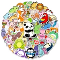 Dettaglio di 50 simpatici adesivi per animali con disegni di panda, rana e gatto - Collezione Animali Carini
