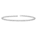 Brazalete de cuentas en plata de ley S925 con textura tallada y grabado de autenticidad - Estilo de Cuentas de Una Capa Abierta (SS001) / Oro blanco