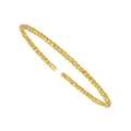 Brazalete abierto multicapa de plata S925 dorada con cuentas geométricas de estilo minimal - Estilo de Cuentas de Una Capa Abierta (SS001) / Chapado en oro 18K
