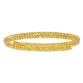 Elegante pulsera envolvente de tres capas en oro con cuentas facetadas y extremos cilíndricos - Estilo de Cuentas en Espiral de Capas (SS002) / Chapado en oro 18K