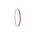 Minimalistischer S925 Sterlingsilber Ring mit roter Emaileinlage und poliertem Finish - US Größe 3 (HK 7) / Weißgold Rot Emaille