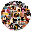 Set di 50 adesivi impermeabili Black Girl Magic per laptop e decorazione valigie - Serie a Tema Black Beauty (T01040574)