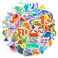 Autocollants marins imperméables en PVC avec poissons, poulpes et méduses colorés - Créatures Océaniques (T01041130)